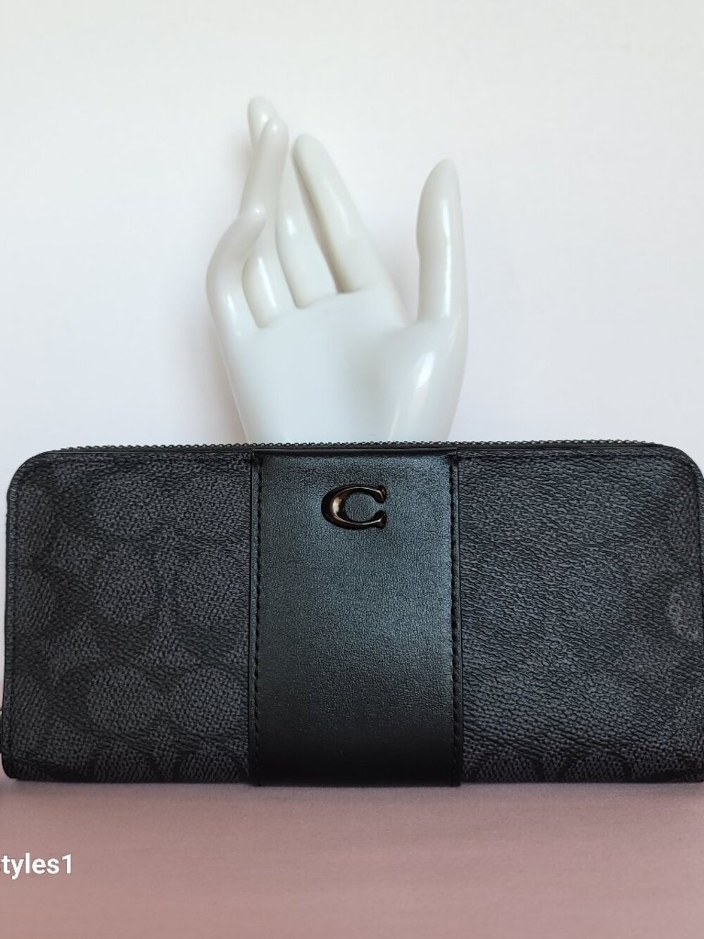 COACH Boxed Slim Accordion Signature Canvas & Leather Wallet w Back-slip pocket⭐ - Picture 6 of 16